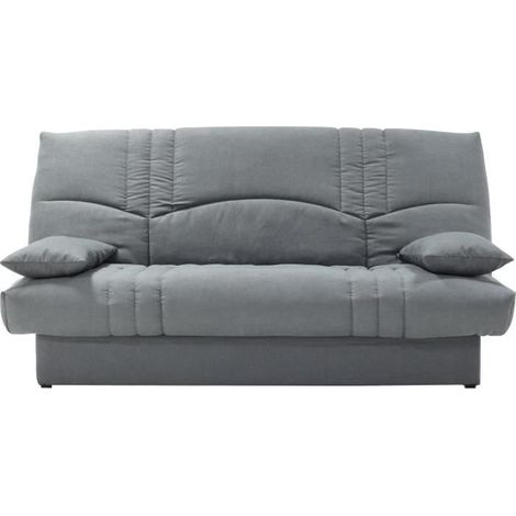 Clic clac 3 places THELMA - Tissu Soro gris moyen - Couchage 125x190 cm - L190 x P92 x H96 cm (1/5)