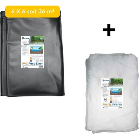 Pack Bassin de jardin : Bâche liner 36 m² 6X6m + feutre géotextile de protection