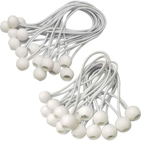 Tendeur Elastique,Sandow Elastique,30 Pièces Tendeur Bache pour Bannière, Bâche, Pavillon,Tente,Rideaux Harnais D’extension,Support de Bâche (Blanc-150mm),-