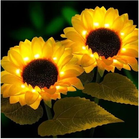Zwei solarbetriebene dekorative Gartenlampen in Form von Sonnenblumen mit 20 LED-Lampen. (1/5)