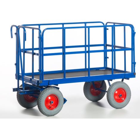 Rollcart Handpritschenwagen mit Rohrgitterwänden 930x630x410mm Vollgummi