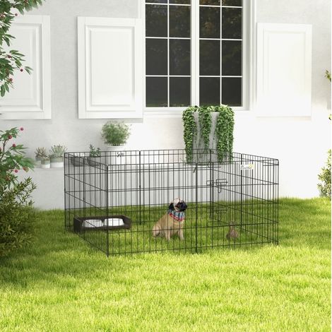 Parc pour animaux pliable en métal avec porte, 61 cm, noir, pour chiots et petits chiens (1/5)