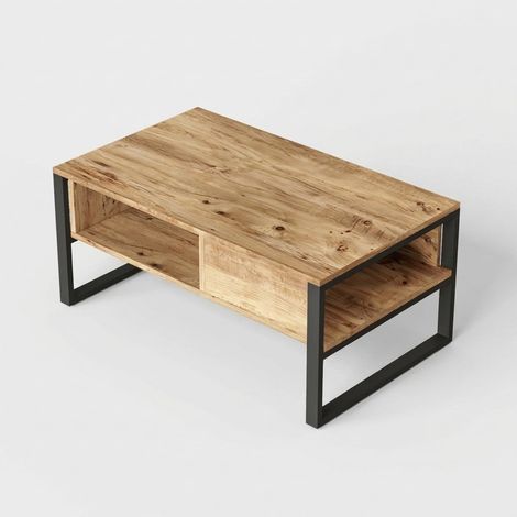 Couchtisch mit Ablagen im Industrial-Design Favel - Natur