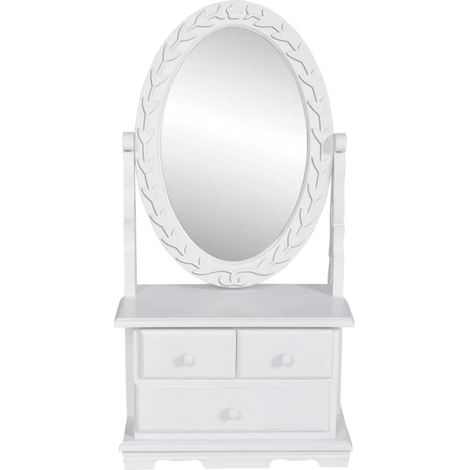 Coiffeuse avec miroir Table console - Meuble de chambre pivotant ovale MDF BV874094 - BonneVie (1/5)