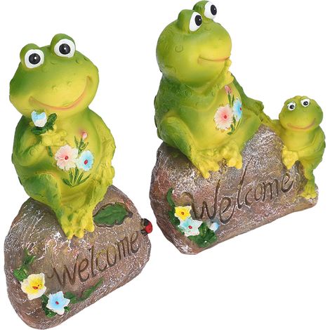 Statue de Grenouille Mignonne Sculpture de Jardin en Résine Décor d'Extérieur Ornement de Bureau