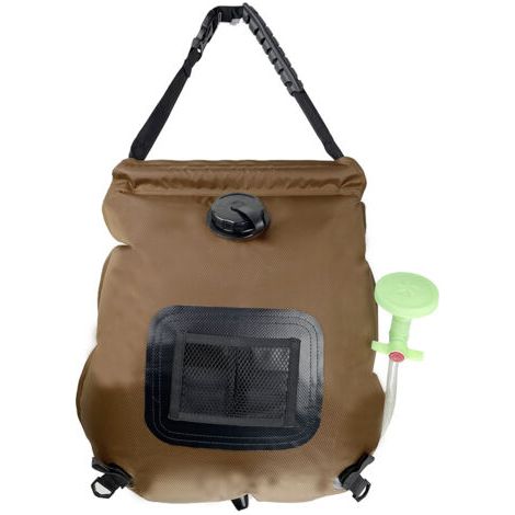 Sac de douche solaire thermique de camping de 20 L avec tuyau amovible pour randonnée en plein air (1/3)