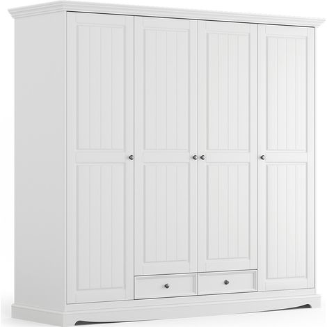 Kleiderschrank Schlafzimmer, Massivholz in weiß BORMIO-163 (1/5)