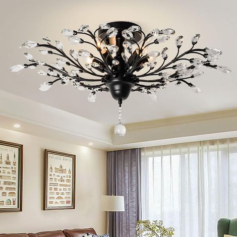 Suspension Cristal K9 Noir Vintage 5 Lumières (1/5)