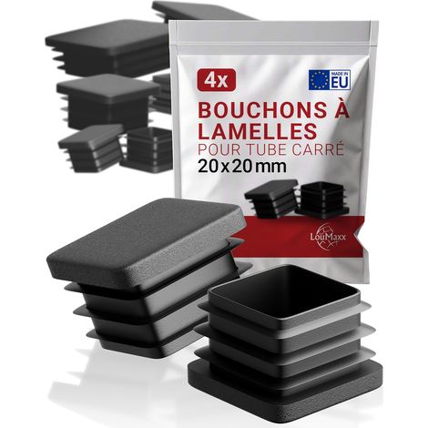 10 Bouchon Tube carré 20x20 mm, Plastique Noir, Pour Clôture Et Meuble (1/5)