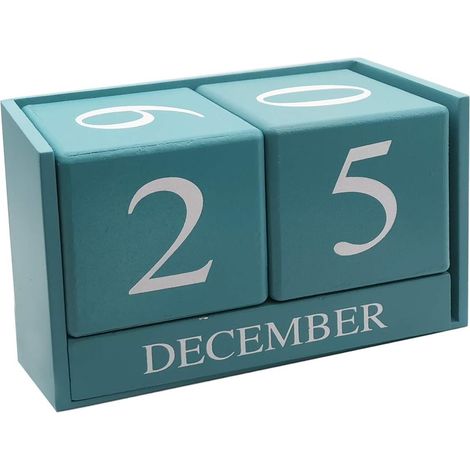 Calendrier perpétuel en bois pour bureau et maison, bloc calendrier avec affichage des dates et des mois, dimensions 15,5 x 9,9 x 7,4 cm (1/5)