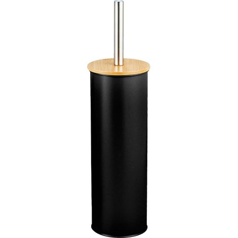 Porte-brosse WC - Diamètre 9,7 x 35 cm - Noir - Porte-brosse WC moderne et résistant - Style minimaliste et finitions raffinées (1/4)
