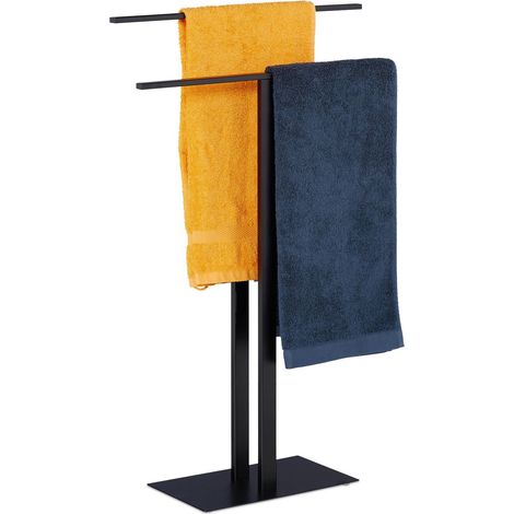 Black towel rack with 2 bars
