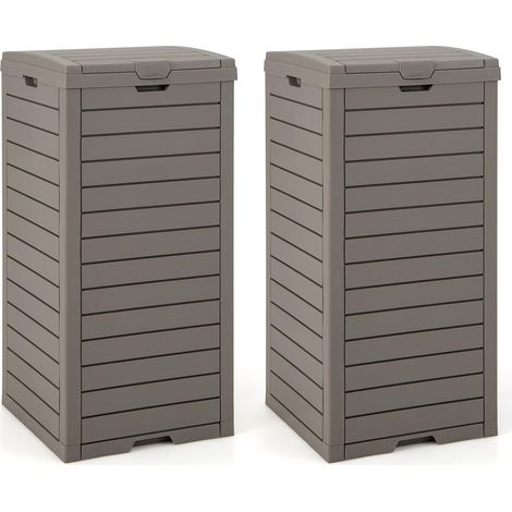 Pattumiera per esterni in resina da 118 l, pattumiera da giardino con coperchio e vassoio estraibile, doppia guarnizione per veranda/cortile (marrone, 2) (1/5)