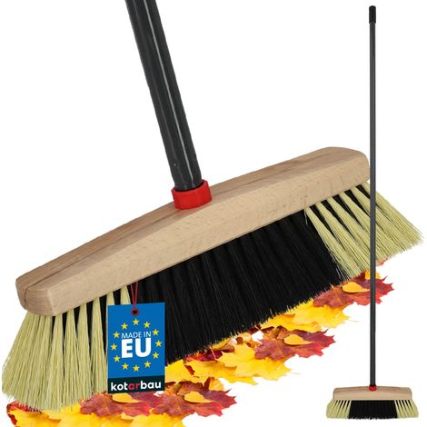 KOTARBAU® Balai Brosse 30 cm - Balai Exterieur Terrasse - avec Poils en PET - Balai avec Manche en Métal - Balai de Jardin - Noir et Beige (1/4)