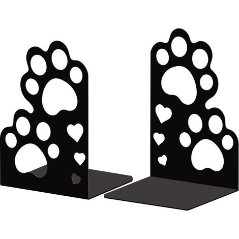 Serre Livre Metal Noir, Serre-Livres Patte De Chat Mignonne Design Moderne Serré Livre Decoratif Bureau pour Bureau, Cuisine, Étagère et Bibliothèque, 1 Paire (1/5)