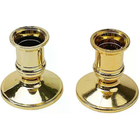 2 Stück Spitzkerzenhalter, silber-goldener Stab mit Wachsfuß, für Hochzeiten, Partys, Feste, Kerzenständer, Heimdekoration (1/4)