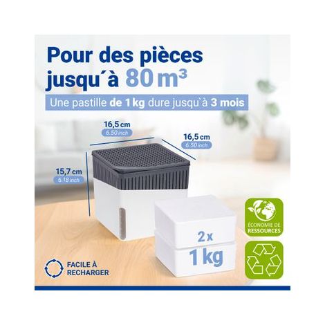 Déshumidificateur WENKO Cube Blanc 2 x 1000 g jusqu'à 80 m3 absorbeur d'humidité anti-humidité maison déshumidificateur sans électricité bloc recharge déshumidificateur lutte contre l'humidité (1/5)