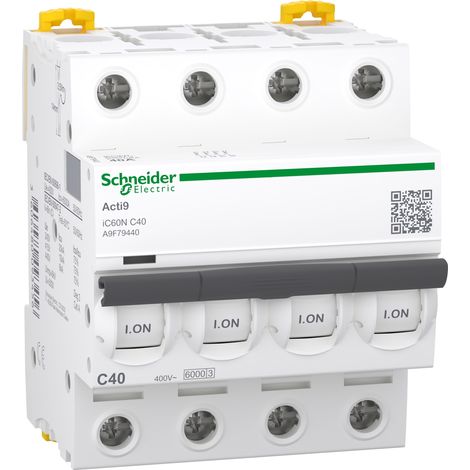Interruttore Magnetotermico Modulare iC60N 4P Curva C 40A 6000A Acti9 Schneider