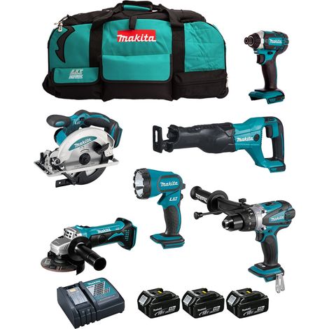 MAKITA Kit DLX6104MX1 (DHP458 + DTD152 + DGA452 + DSS610 + DJR186 + DML185 + 3 x 4,0 Ah + DC18RC + LTX600) (1/5)