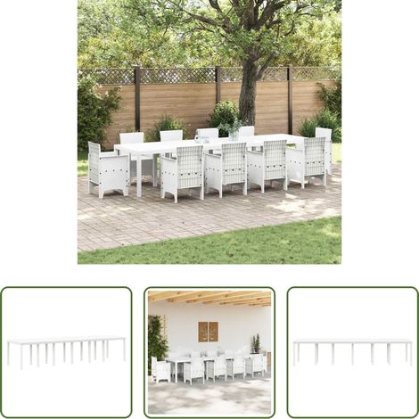 Gartentisch Weiß -  Gartentisch Weiß 350 x 100 x 74 cm Poly-Rattan (1/5)