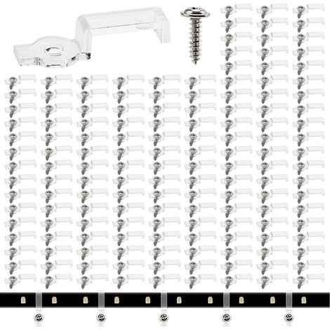 150 Pièces 10 mm Clips Bande Lumineuse Clip de Fixation Ruban LED Support Fixation Bande Lumière Clips avec Vis pour 10 MM Large LED Bande Clips 150 (1/4)