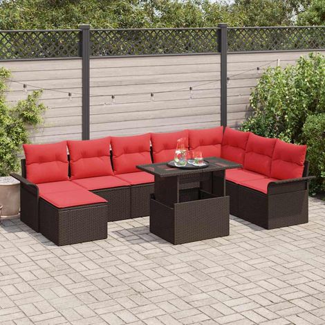 Set Divano da Giardino 9 pcs Marrone Rattan in Polipropilene vidaXL (1/5)