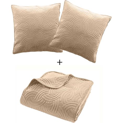 Bettwäsche-Set aus Samt SOLANGE, Tagesdecke + 2 Kissenbezüge