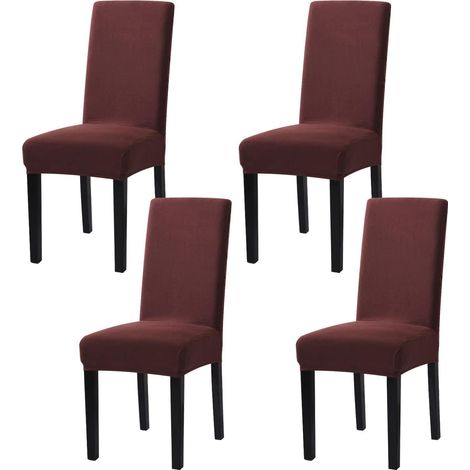 Stuhlhussen 4er Set, Stretch, Abnehmbar, Waschbar, Braun (1/5)