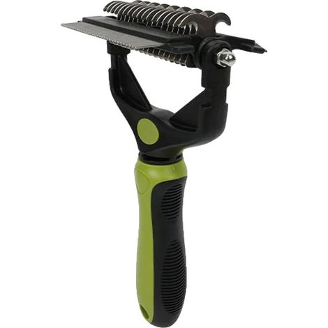Cepillo para eliminar el pelo suelto, de acero inoxidable, apto para perros y gatos, verde. (1/2)