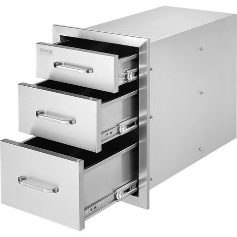Tiroir Inox de Cuisine 35x51x58 cm Triple Espaces de Rangement Commode de Rangement en Acier Inoxydable avec Poignée 3 Tiroirs Intégré pour Ranger Ustensile de Cuisine d'Extérieur Barbecue (1/5)