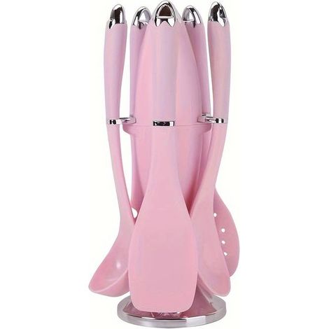 Ensemble d'ustensiles de cuisine en silicone pour la cuisson, comprenant une passoire à soupe, une spatule antiadhésive et un support de rangement pour cartouches de gaz.