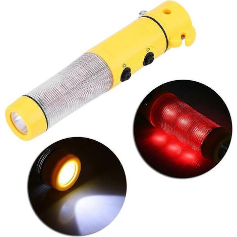 4-in-1-Auto-Notfallhammer, Sicherheitsgurtschneider, LED-Taschenlampe, Warnleuchte