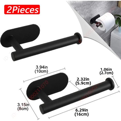 (2 supports noirs A) Porte-papier toilette, distributeur de papier essuie-tout adhésif et absorbant pour salle de bain et cuisine, accessoires de rangement (1/5)