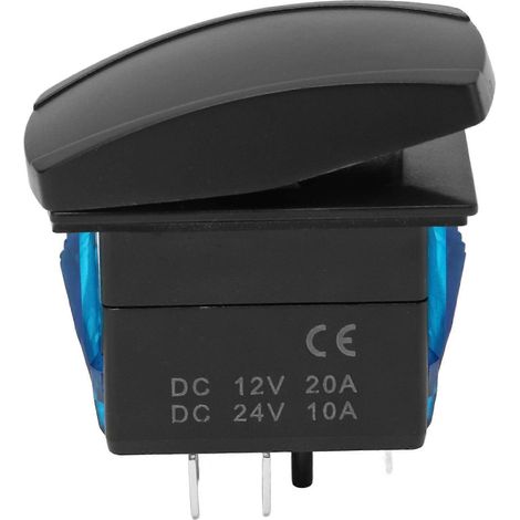 Interrupteur à bascule étanche 5 broches, marche/arrêt, bipolaire, bidirectionnel, rétroéclairage LED bleu, pour véhicules, bateaux, SUV et camions 12/24 V (1/5)