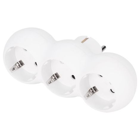 Adaptador triple frontal schuko 2p+t 16a 250v, blanco