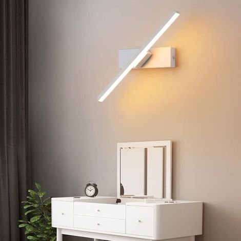 Lampe de chevet moderne, minimaliste et créative - convient pour la chambre, la table de chevet ou la coiffeuse - blanche - 50 cm (avec interrupteur) (1/4)