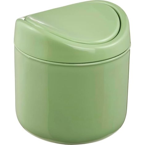 Poubelle de cuisine Svenja 1,3L - Plastique recyclé - Couvercle oscillant - Tri déchets organiques - Ø 14x13 cm - Vert (1/5)
