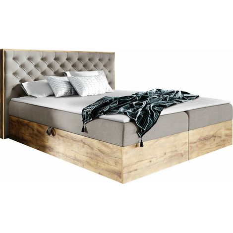 Lit boxspring Navis I, Faro 20, Double, Continental, 180x200, Tissu, Disponible, 190x211x105cm (1/5)