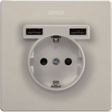 SIMON 270 Schuko-Monoblock-Kit + 2 USB-Ladegeräte mit 1 Aluminiumelement