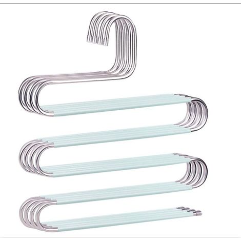 Vert Lot de 4 cintres antidérapants en Forme de S en Acier Inoxydable pour Pantalons, Jeans, écharpes à Suspendre (1/5)
