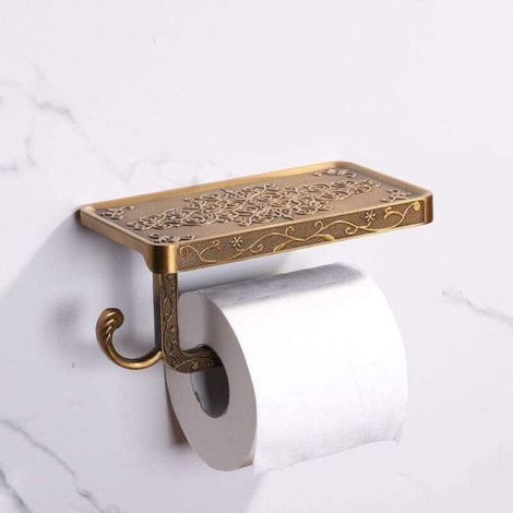Bardusch-Porte-Rouleau de Papier Toilette Double avec étagère, Support Mural pour Papier Toilette de Salle de Bain (1/4)