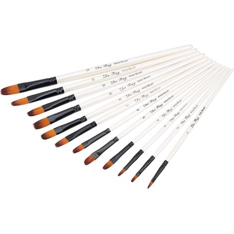 Ensemble de 12 pinceaux et stylos à dessin pour peinture artistique (gouache, aquarelle, huile) (01) (1/5)