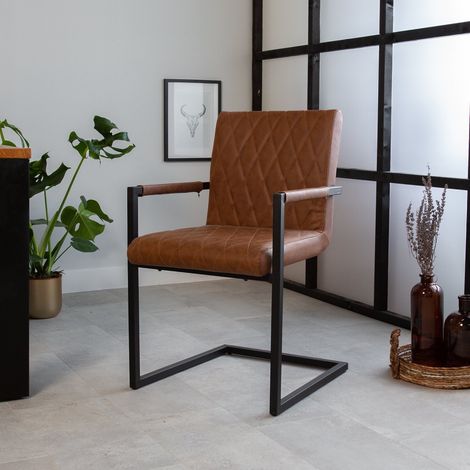 Chaise de salle à manger industrielle Cognac Ruben - Avec (1/5)