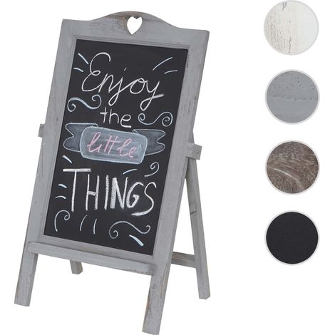 Tableau de publicité à craie, présentoir, 66x39x33cm style shabby chic - gris foncé (1/5)