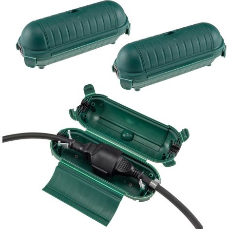 3er Set Kabelschutzbox für Aussen IP44 21x8cm mit Wandhalterung Grün (1/5)