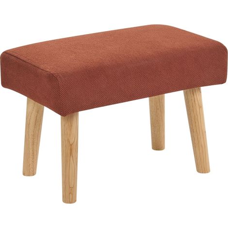 Poggiapiedi in tessuto arancione con Gambe in Legno Takoma