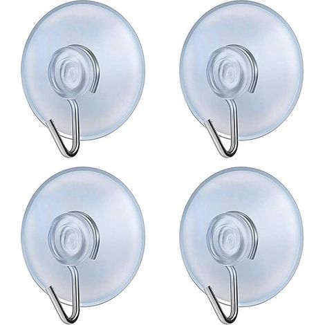 Crochets à ventouses en PVC transparent de 30 mm, lot de 4 (1/5)
