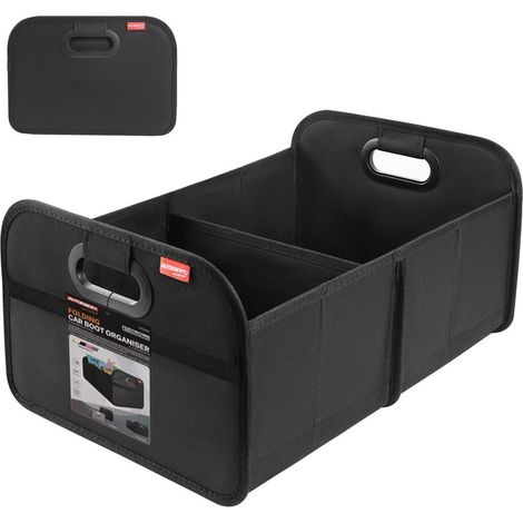 Organisateur de coffre de voiture pliable 35L, 2 compartiments, tissu Oxford 600D, noir (1/5)