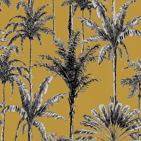 Vliestapete - Vintage palm Ocker - 10m x 52cm (1/3)