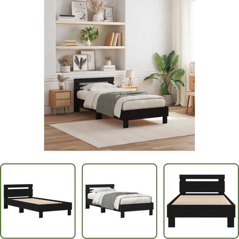 vidaXL Estructura de cama Roble Negro 90 x 200 cm Madera de ingeniería (1/5)